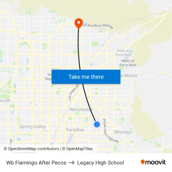 Wb Flamingo After Pecos to Legacy High School map