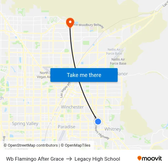 Wb Flamingo After Grace to Legacy High School map