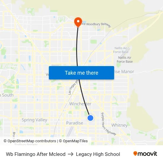 Wb Flamingo After Mcleod to Legacy High School map