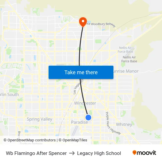 Wb Flamingo After Spencer to Legacy High School map