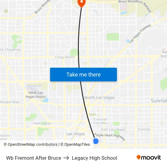 Wb Fremont After Bruce to Legacy High School map