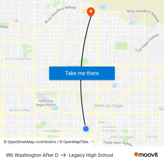 Wb Washington After D to Legacy High School map