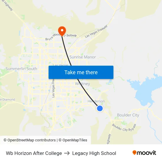 Wb Horizon After College to Legacy High School map