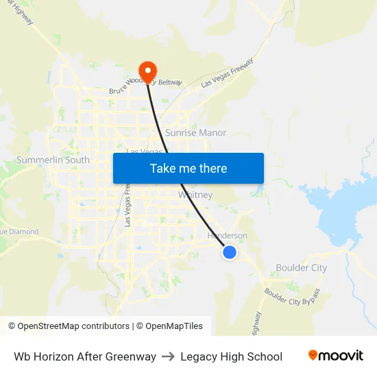 Wb Horizon After Greenway to Legacy High School map