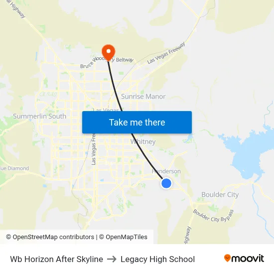 Wb Horizon After Skyline to Legacy High School map