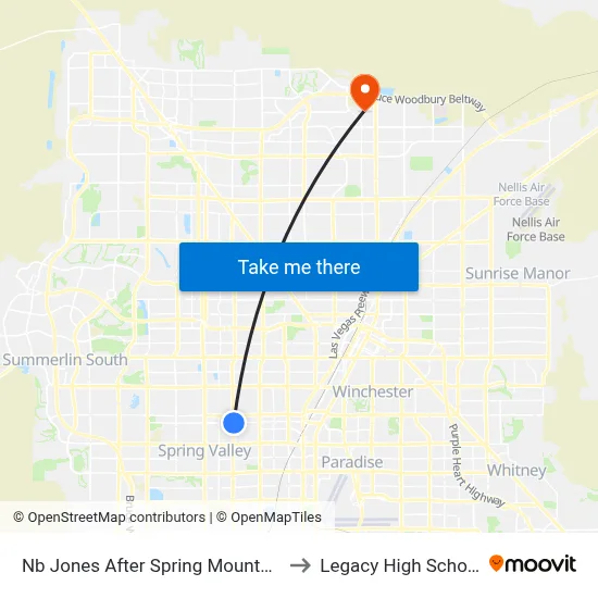 Nb Jones After Spring Mountain to Legacy High School map