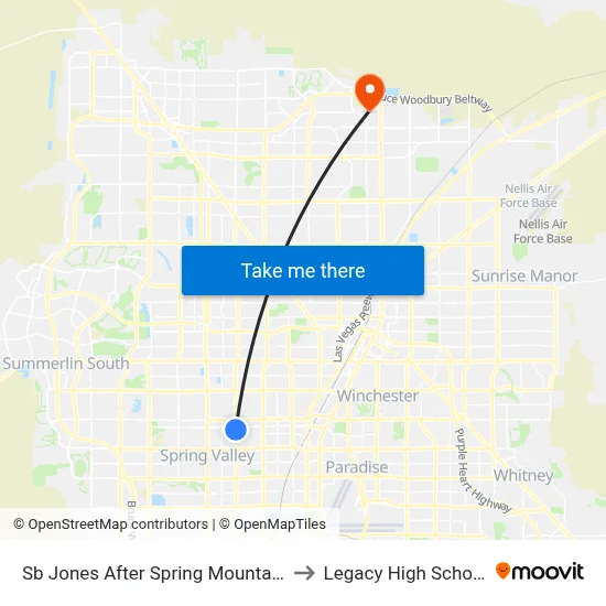 Sb Jones After Spring Mountain to Legacy High School map