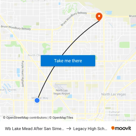 Wb Lake Mead After San Simeon to Legacy High School map