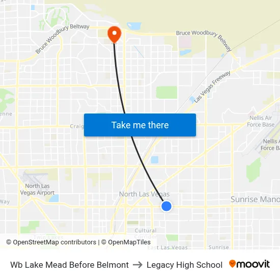 Wb Lake Mead Before Belmont to Legacy High School map