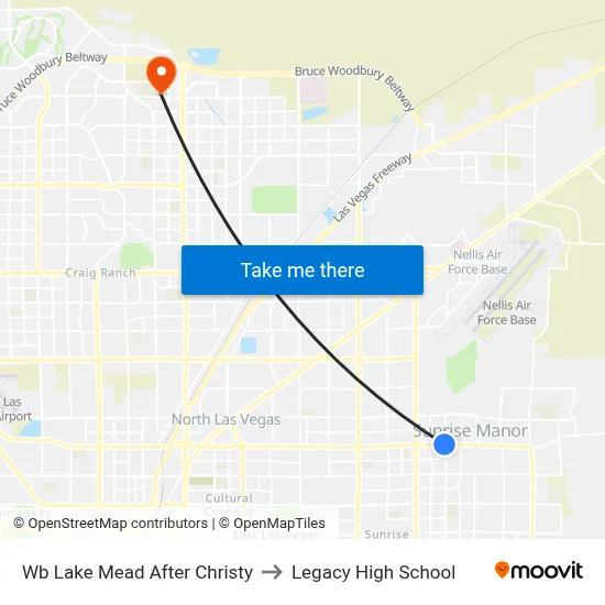 Wb Lake Mead After Christy to Legacy High School map