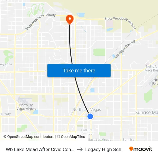 Wb Lake Mead After Civic Center to Legacy High School map