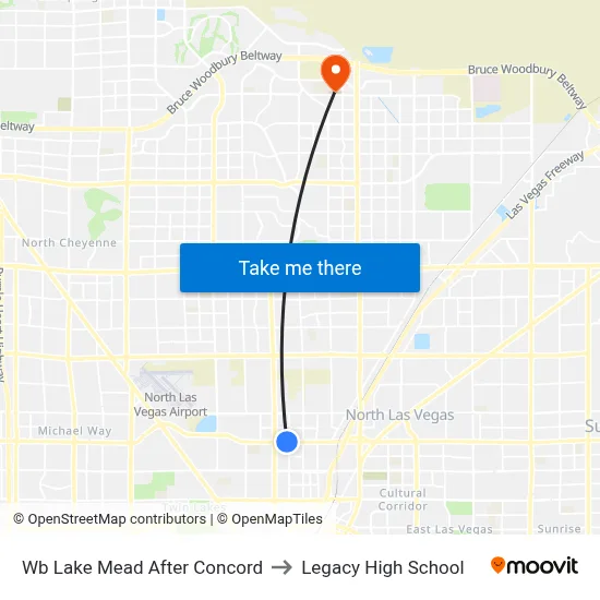 Wb Lake Mead After Concord to Legacy High School map