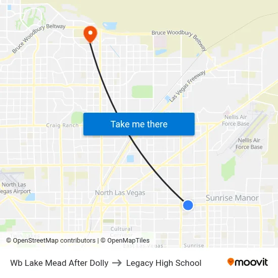 Wb Lake Mead After Dolly to Legacy High School map