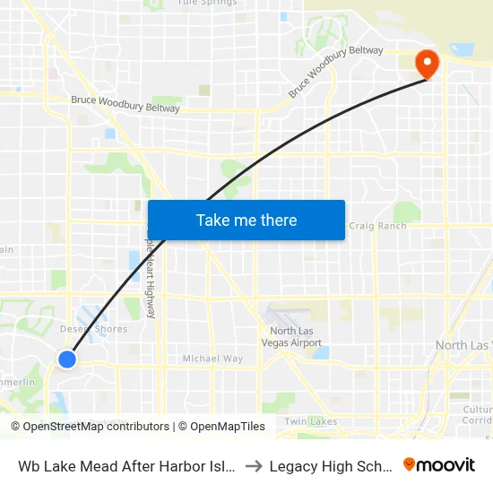 Wb Lake Mead After Harbor Island to Legacy High School map