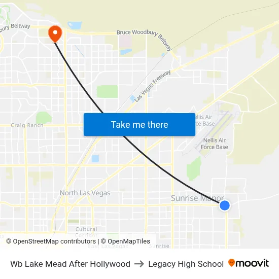 Wb Lake Mead After Hollywood to Legacy High School map