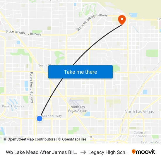 Wb Lake Mead After James Bilbray to Legacy High School map