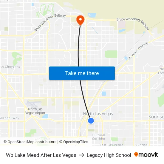 Wb Lake Mead After Las Vegas to Legacy High School map