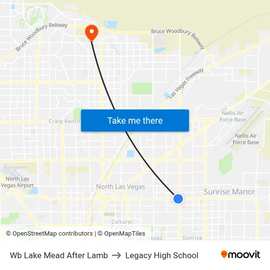 Wb Lake Mead After Lamb to Legacy High School map