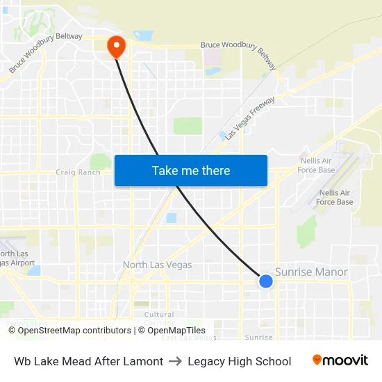 Wb Lake Mead After Lamont to Legacy High School map