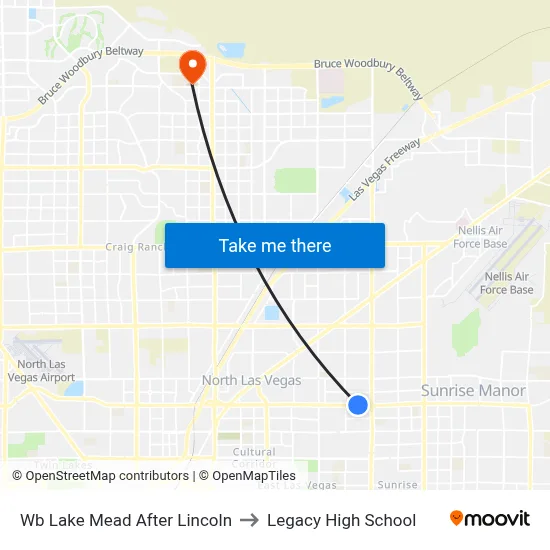 Wb Lake Mead After Lincoln to Legacy High School map