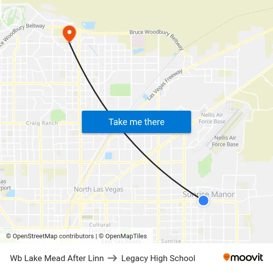 Wb Lake Mead After Linn to Legacy High School map