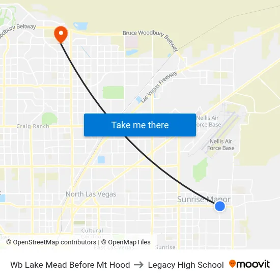 Wb Lake Mead Before Mt Hood to Legacy High School map