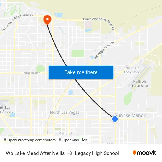 Wb Lake Mead After Nellis to Legacy High School map