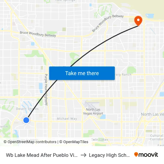 Wb Lake Mead After Pueblo Vista to Legacy High School map