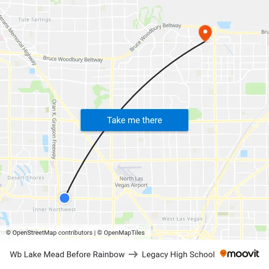 Wb Lake Mead Before Rainbow to Legacy High School map