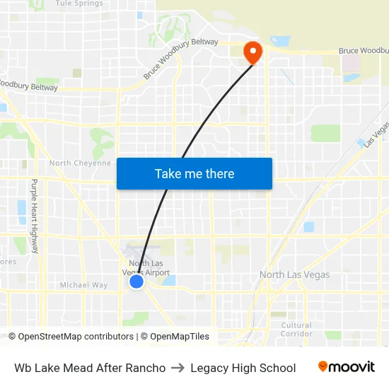 Wb Lake Mead After Rancho to Legacy High School map