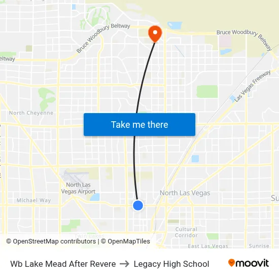 Wb Lake Mead After Revere to Legacy High School map