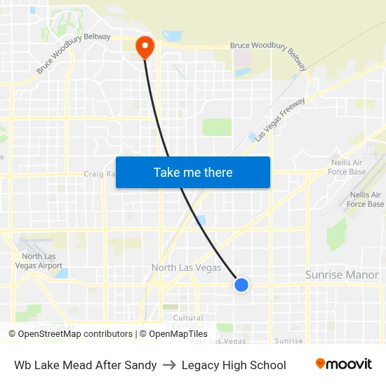 Wb Lake Mead After Sandy to Legacy High School map