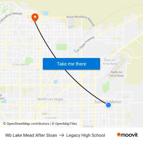 Wb Lake Mead After Sloan to Legacy High School map