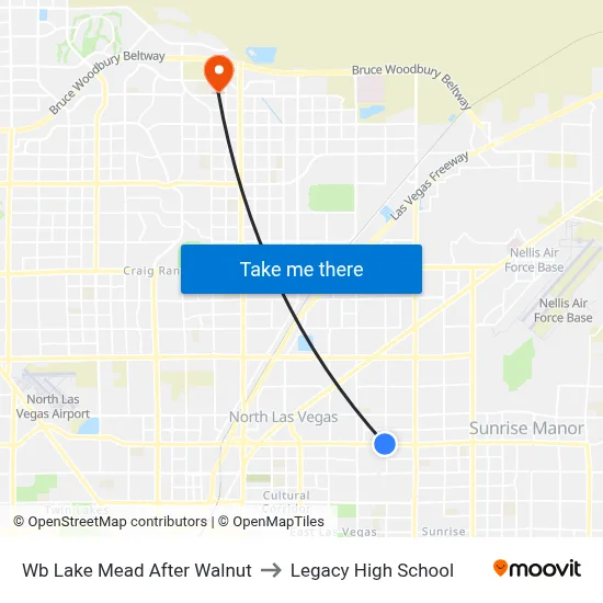 Wb Lake Mead After Walnut to Legacy High School map