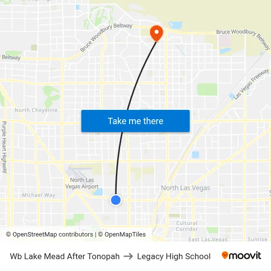 Wb Lake Mead After Tonopah to Legacy High School map