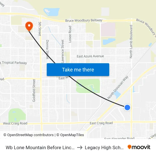Wb Lone Mountain Before Lincoln to Legacy High School map