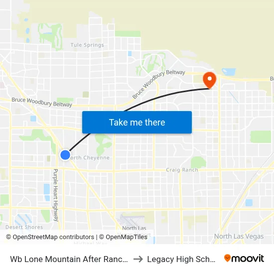 Wb Lone Mountain After Rancho to Legacy High School map