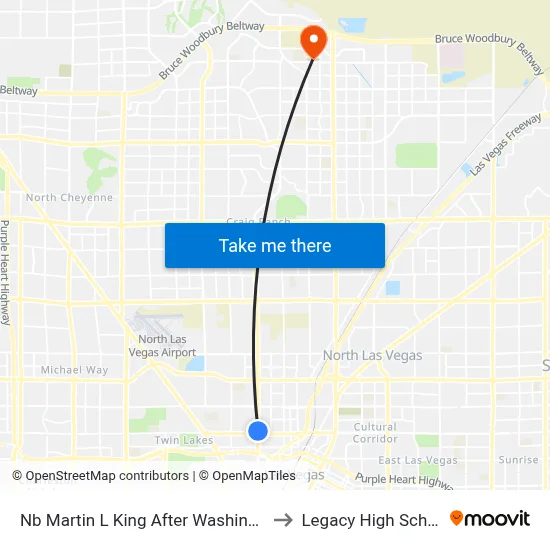 Nb Martin L King After Washington to Legacy High School map