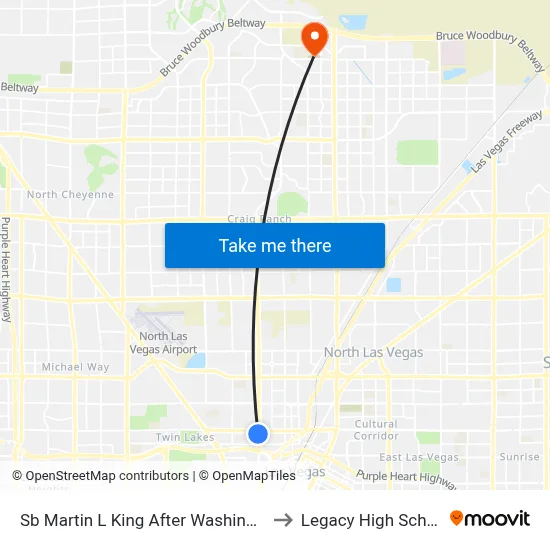 Sb Martin L King After Washington to Legacy High School map