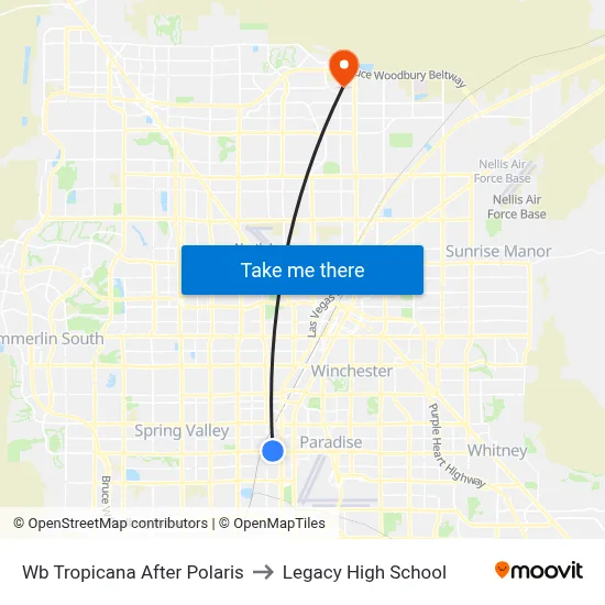Wb Tropicana After Polaris to Legacy High School map