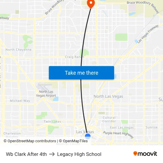 Wb Clark After 4th to Legacy High School map