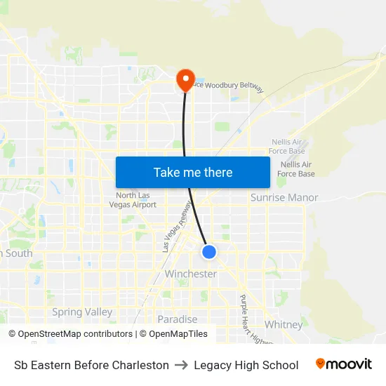 Sb Eastern Before Charleston to Legacy High School map
