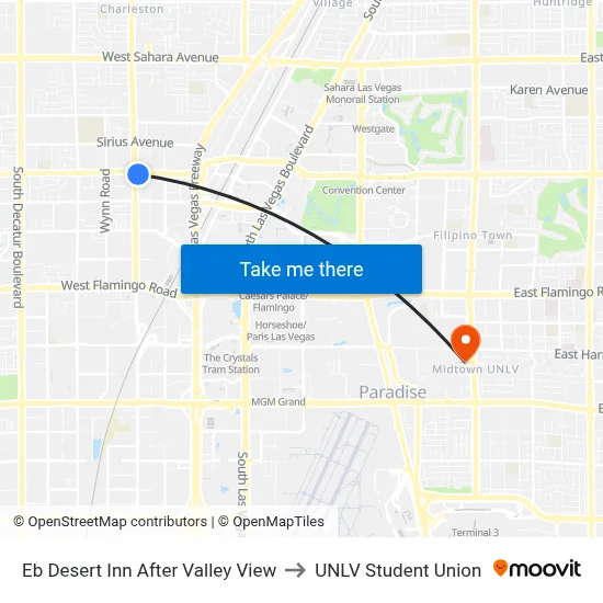 Eb Desert Inn After Valley View to UNLV Student Union map