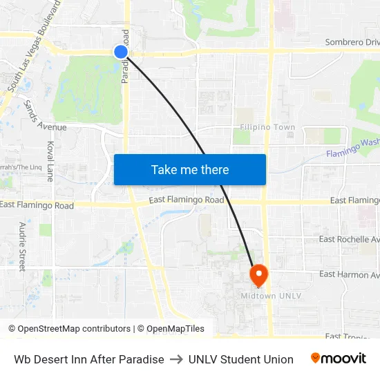 Wb Desert Inn After Paradise to UNLV Student Union map
