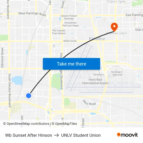 Wb Sunset After Hinson to UNLV Student Union map
