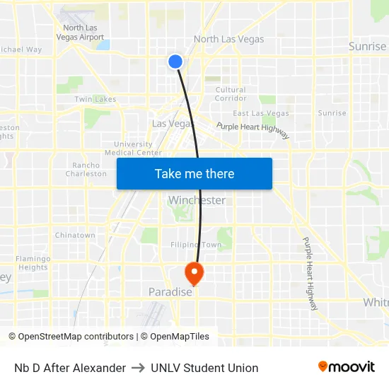 Nb D After Alexander to UNLV Student Union map