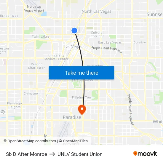 Sb D After Monroe to UNLV Student Union map