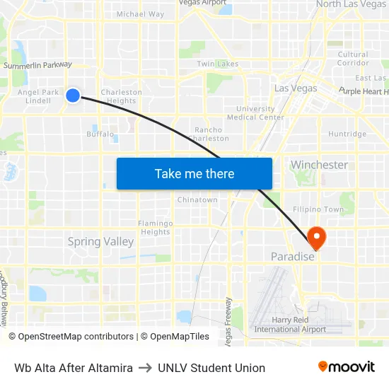 Wb Alta After Altamira to UNLV Student Union map