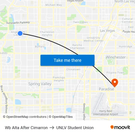 Wb Alta After Cimarron to UNLV Student Union map