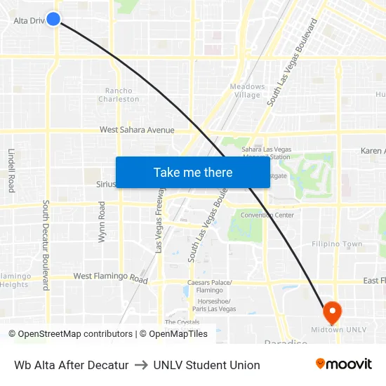 Wb Alta After Decatur to UNLV Student Union map